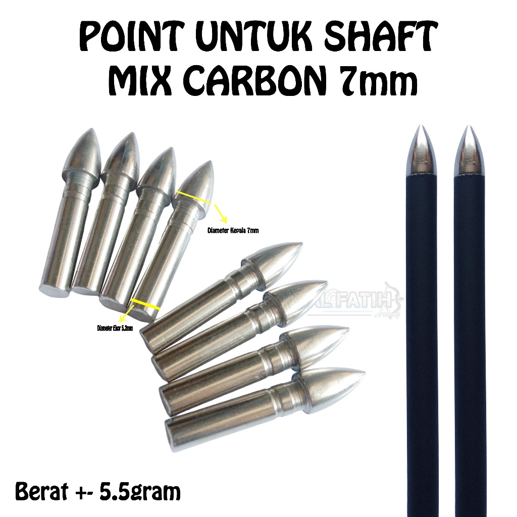 Jual Point Untuk Shaft Mix Carbon 7mm / Diameter Ekor Point 5.2mm ...
