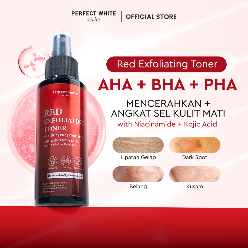 Jual PERFECT WHITE Red Exfoliating Body Toner with AHA BHA PHA ...