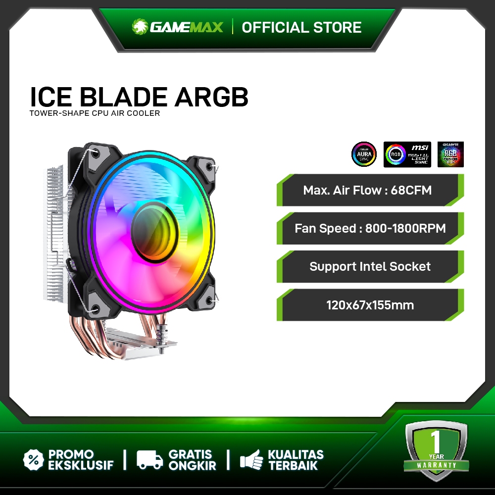 Jual GameMax Ice Blade ARGB CPU Air Cooler | Shopee Indonesia