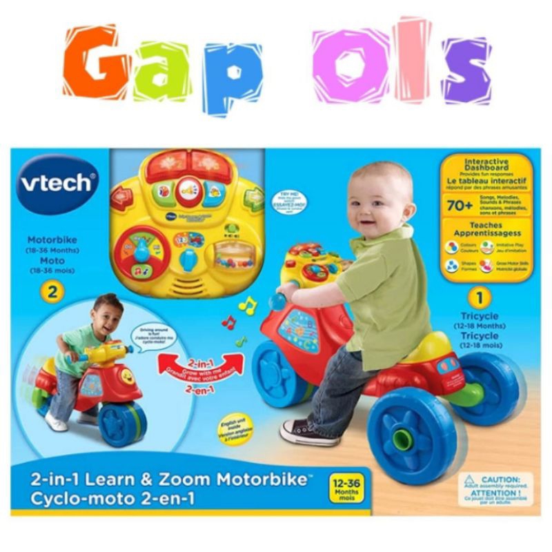 Jual VTech 2 In 1 Learn & Zoom Motor Bike Ride On Vtech Ride On ...