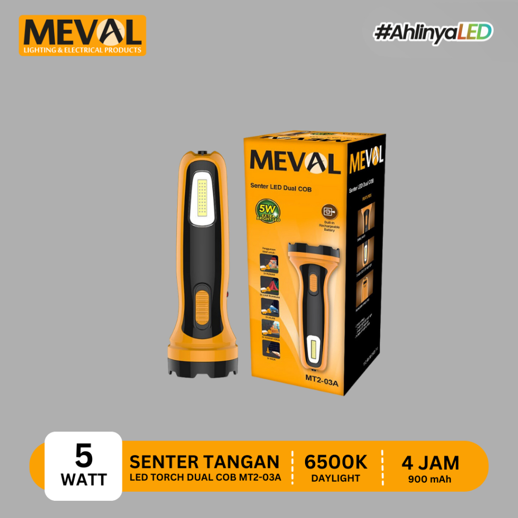 Jual MEVAL Senter LED Dual Fungsi DUAL COB 5 Watt - Putih | Shopee ...