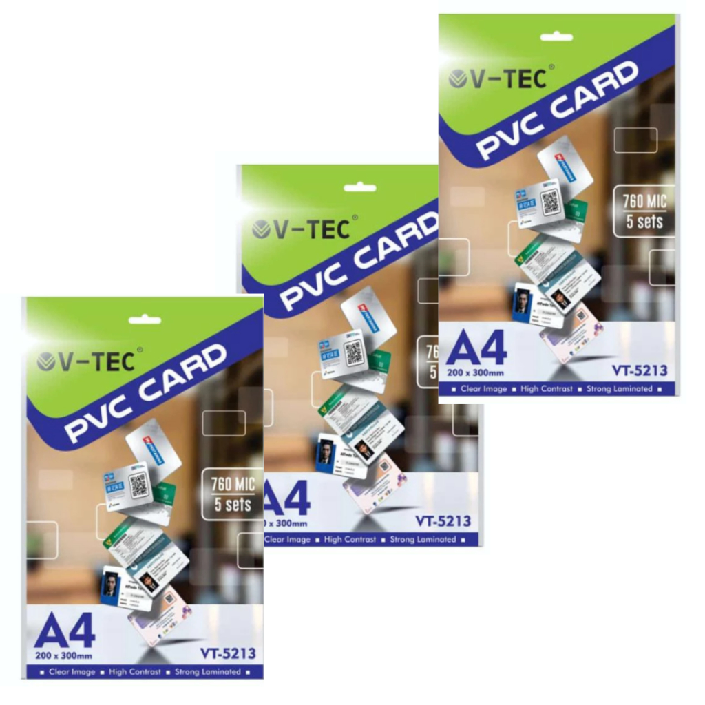 Jual KERTAS PVC ID CARD A4 V-TEC VT-5213 760 mic 5 Set PRINTABLE CARD ...