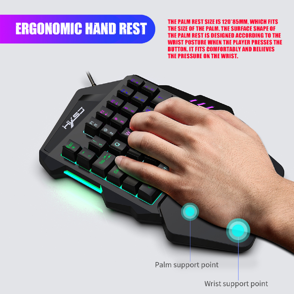 Jual HXSJ V100 One Handed Game Keyboard RGB | Shopee Indonesia