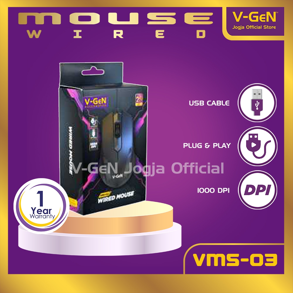 Jual Mouse V-GeN VMS-03 1000 DPI Cyber Design Mouse Kabel PNP USB Cable ...