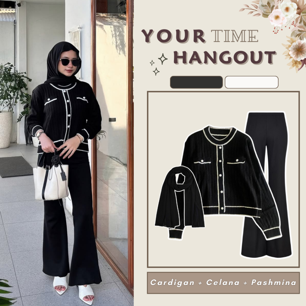 Jual One Set Outfit Remaja Korean Style (Cardigan Celana Cutbray