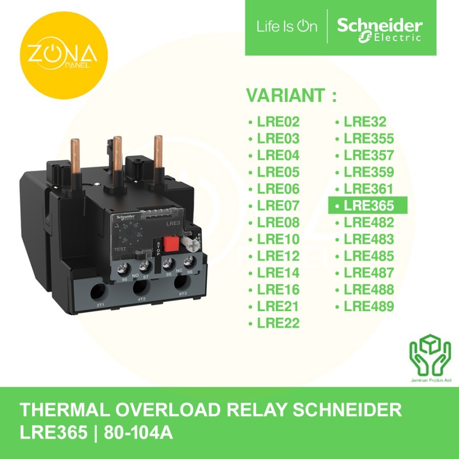 Jual THERMAL OVERLOAD RELAY SCHNEIDER LRE365 LRE 365 80-104A ORIGINAL ...