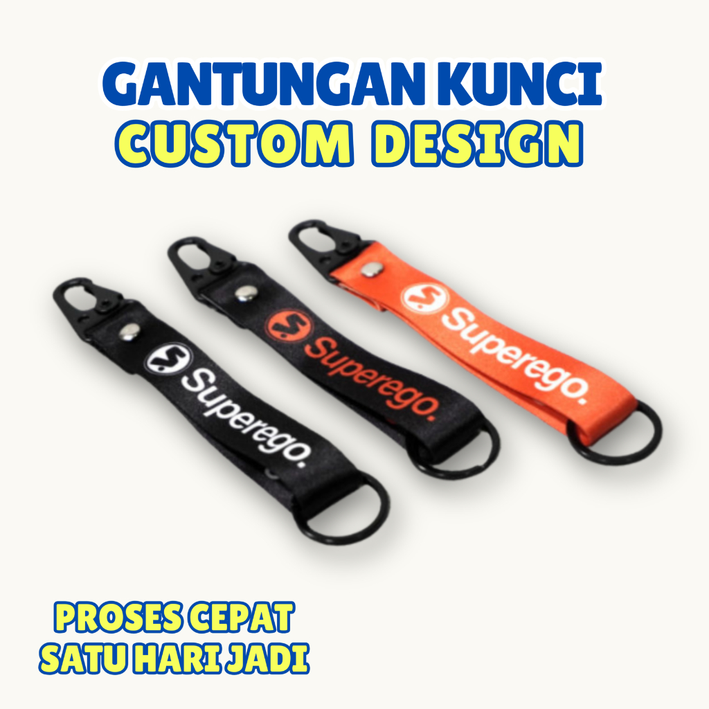 Jual Keychain Snaphook Gantungan Kunci Tali Lanyard Custom Sisi