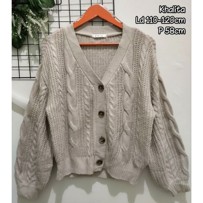 Megoosta Brown Cable Knit Vest Jual Cardigan/Kancing/zipper/Jaket