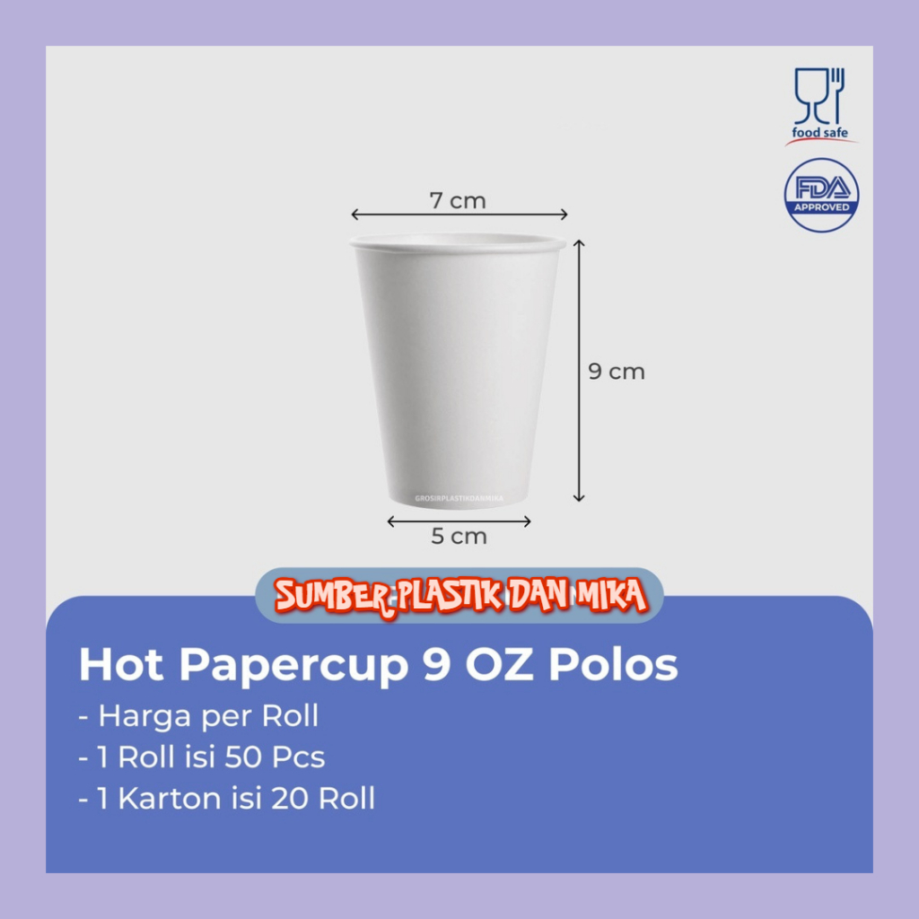 Jual [50 PCS] Hot Paper Cup 9 oz Putih Polos 220ml / Gelas Kertas 9 oz ...