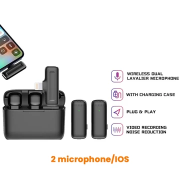 Q8 Magnetic Mic Wireless Clip On Microphone Dual Mikrofon Wireless Mikrofon Hp Lavalier
