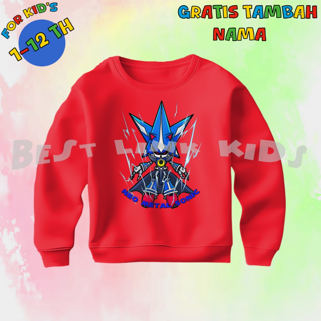 Jual Neo Metal Sonic Sweater Merah Anak - Crewneck Anak Neo Metal Sonic ...