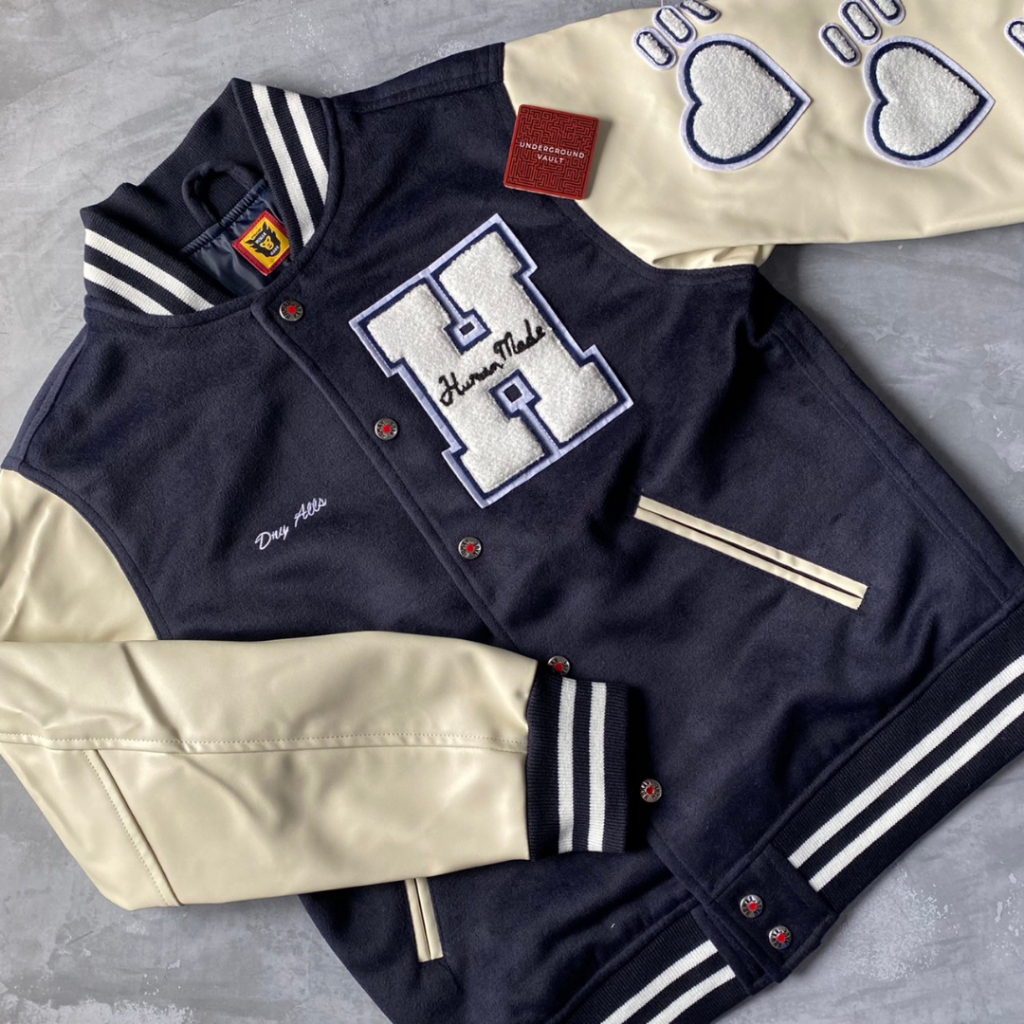 Jual Jaket Human Made x Girls Dont Cry Varsity Jacket Black Nigo
