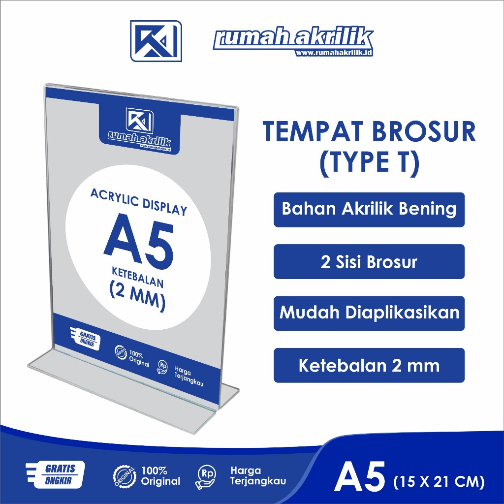 Jual (RUMAH AKRILIK) TEMPAT BROSUR AKRILIK UKURAN A5 - 2 SISI BENING ...