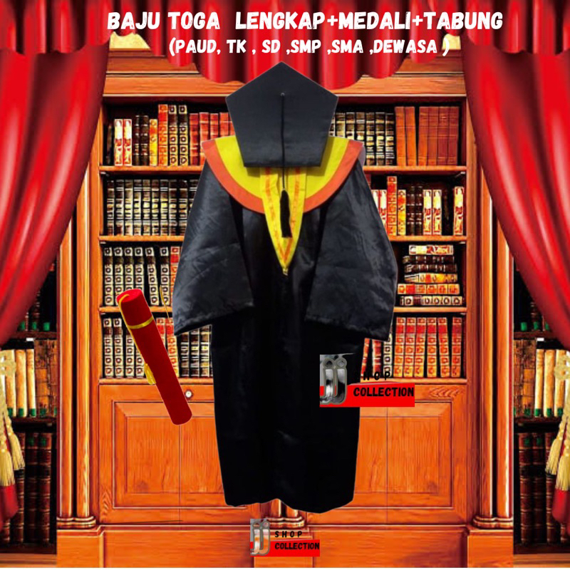 Jual BAJU TOGA WISUDA LENGKAP MEDALI + TABUNG | Shopee Indonesia