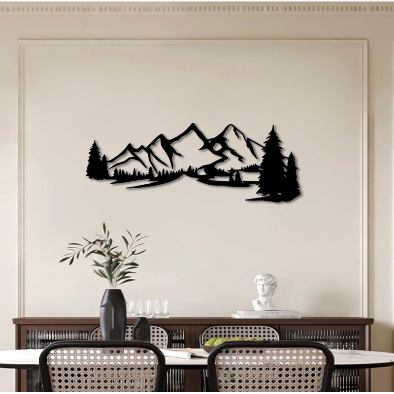KREASI kayu (3D) 1 SET  (90CMX40CM)Hiasan Dinding Dekorasi Rumah Pajangan Kamar gunung rangkai / HIASAN DINDING /HIASAN DINDING MODER