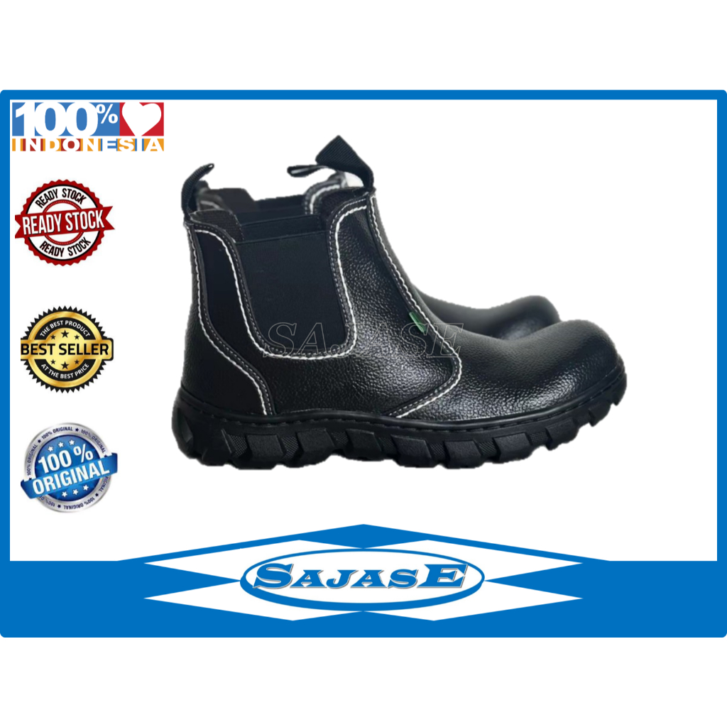 Jual Safety shoes pria ujung besi sepatu safety boots model Slip On ...