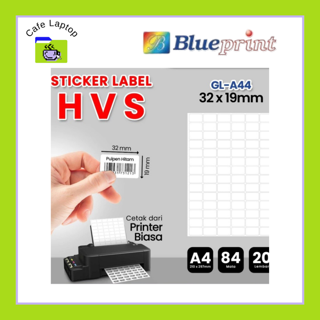 Jual Kertas Stiker Label HVS Doff A4 BLUEPRINT Uk 32 x 19 mm - 20 ...