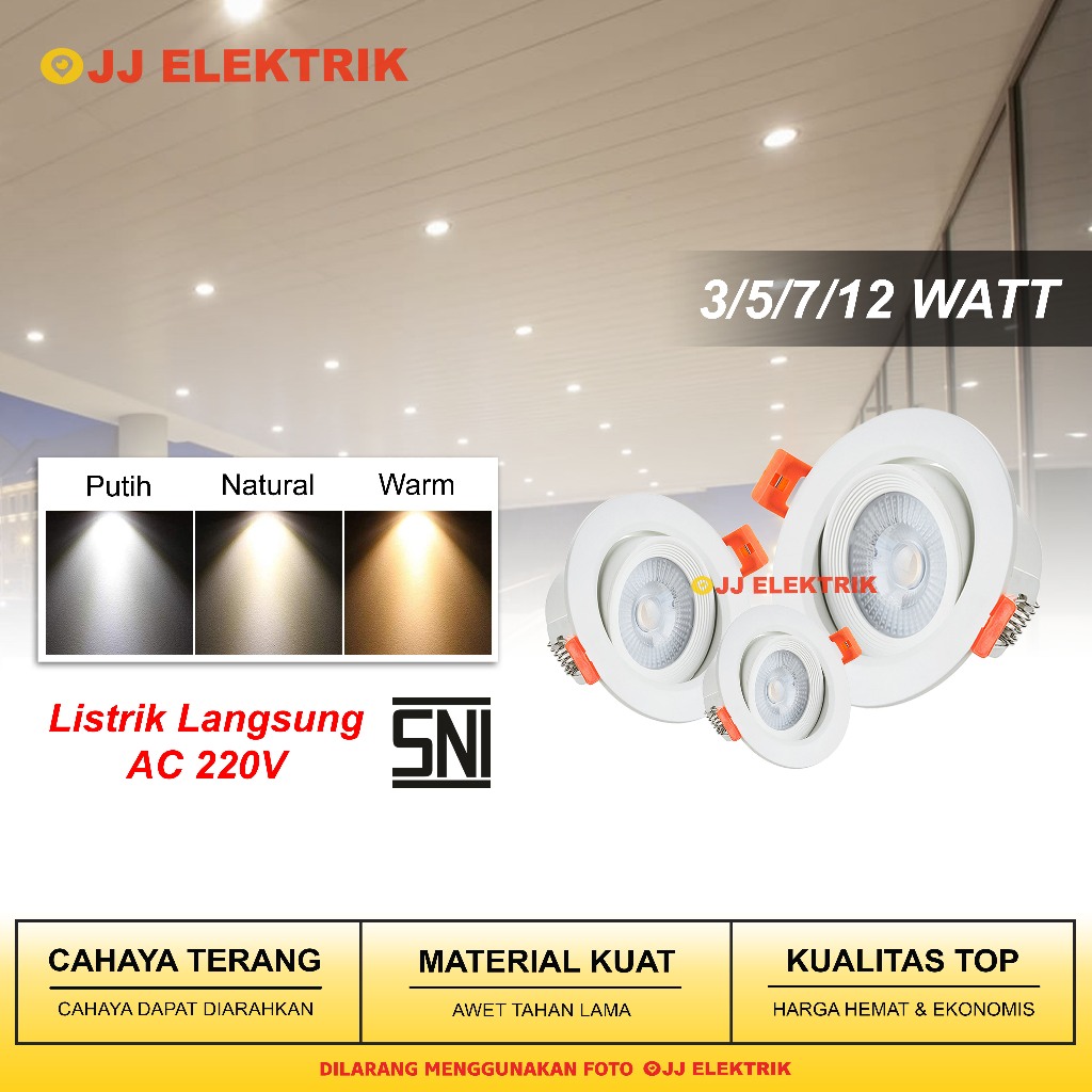 Jual Lampu Sorot Plafon LED 3W 5W 7W 12W Spotlight Terang Hemat Listrik ...