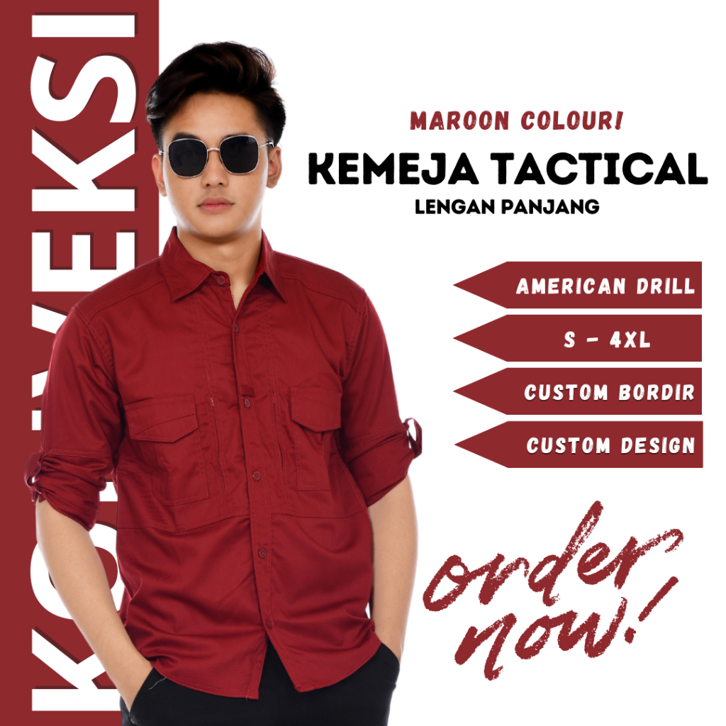Jual Baju Kemeja Tactical Pria Lengan Panjang - Seragam Kerja Dinas ...