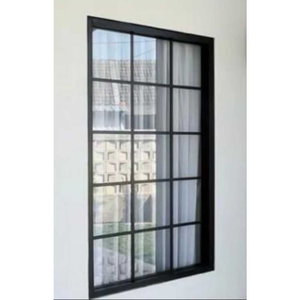 kusen aluminium ornamen partisi /jendela kaca mati 3inci (lebar 120x tinggi 200) tersedia warna hitam putih coklat, pengiriman ke seluruh Indonesia..!!