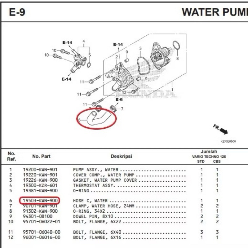 Jual Selang Radiator / Hose C Water ADV 150 | PCX 125 150 | Vario 125 ...