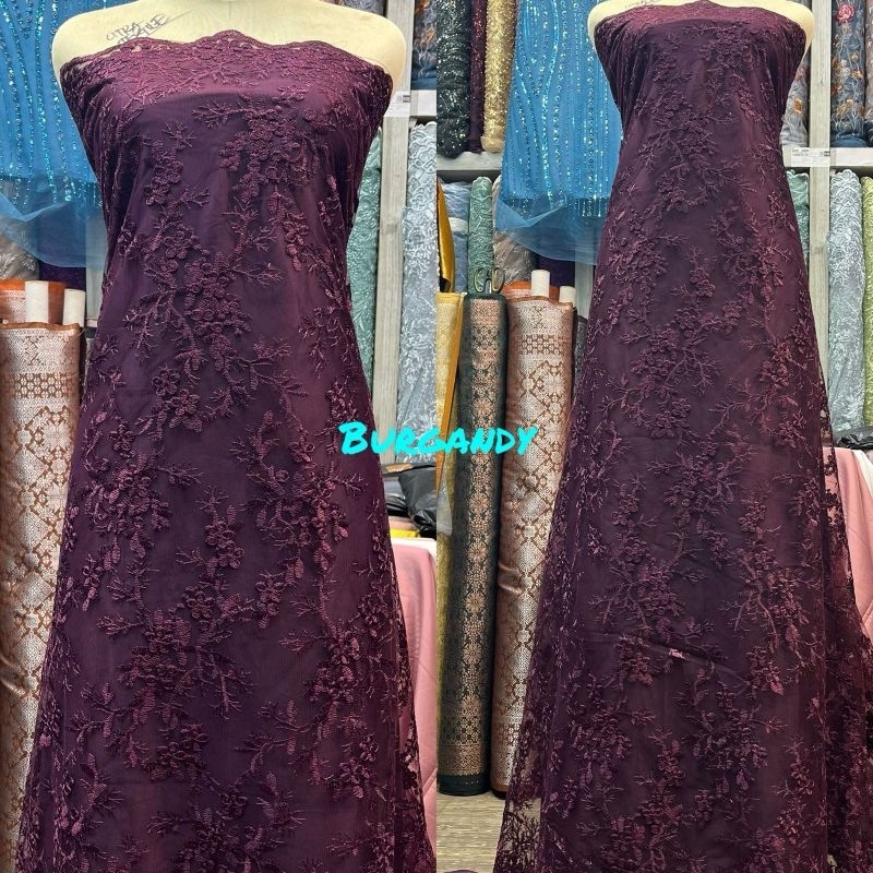 Jual bahan kain brokat tille kebaya Alower non Glitter. | Shopee Indonesia