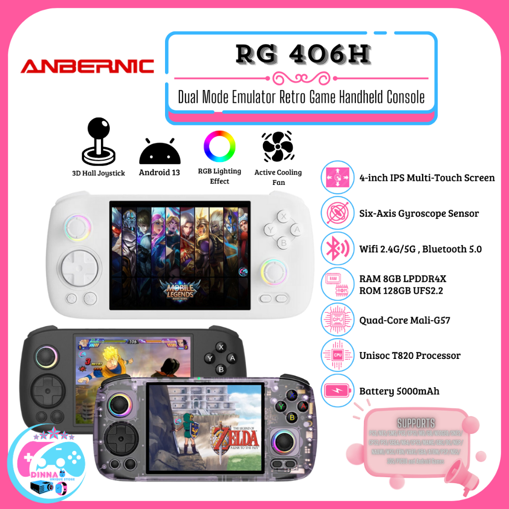 Jual ANBERNIC RG406H Dual Mode Emulator Retro Game Handheld Console ...
