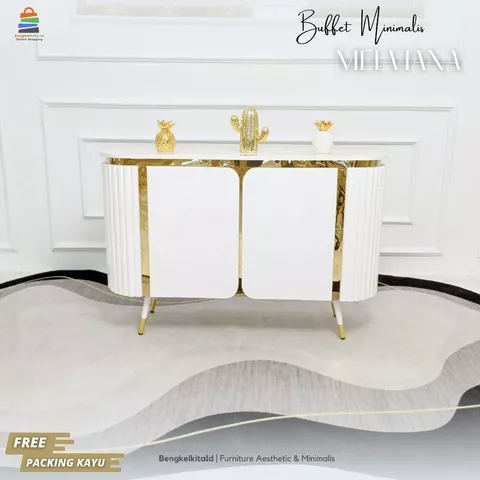 Meja TV Aesthetic Meja Console Minimalis - MEJA MELVIANA - 120cm Kayu Solid Cat Duco Glossy