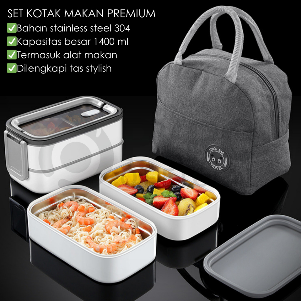 Jual [PYRO] Kotak Makan Set Desain Bertingkat Lunch Box Bersekat Bahan ...