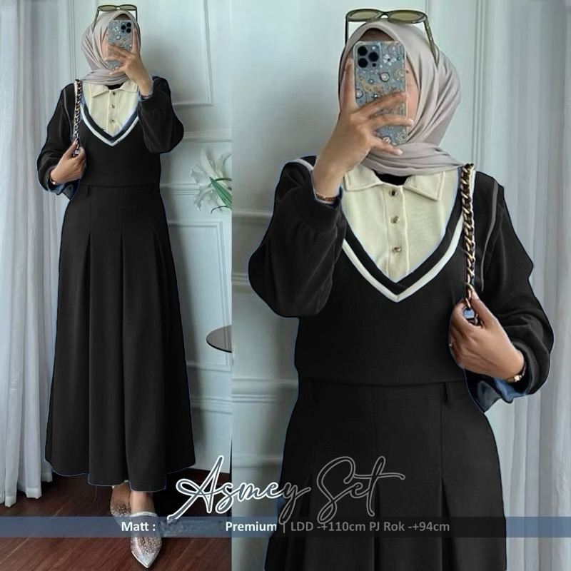 Jual ASMEY SET ROK CRINKLE AIRFLOW FIT TO XL // SETELAN ROK RAMPEL ...