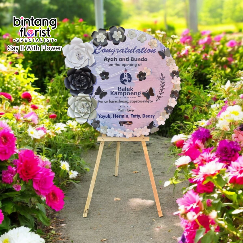 Jual Karangan Bunga Papan Kertas Bulat 80cm Diameter Surabaya Cocok ...