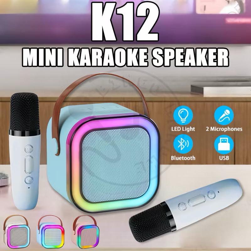 Jual Speaker Microphone Karaoke Mic Set Bluetooth Mini Full bass ...