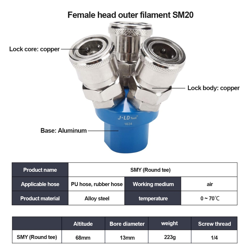 Jual JLD Quick Coupler 3 Way Air Pass Quick Coupling Adapter Connector ...