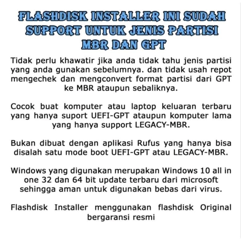 Jual FLASHDISK USB MULTIBOOTABLE WINDOWS XP/7/8.1/10/11 ORIGINAL PLUS ...