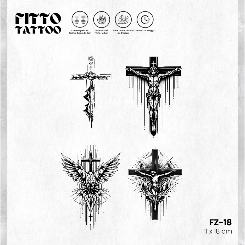 Jual Stiker Tato Temporer Salib Yesus Sayap Semi Permanent Fruit Ink ...