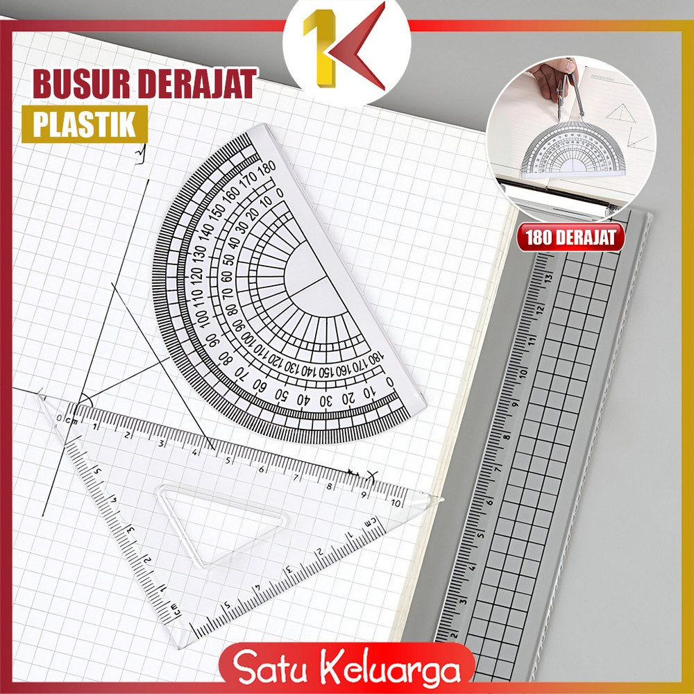 Jual SK-A108 Busur Derajat Plastik Transparan Plastic Protractor 180 ...