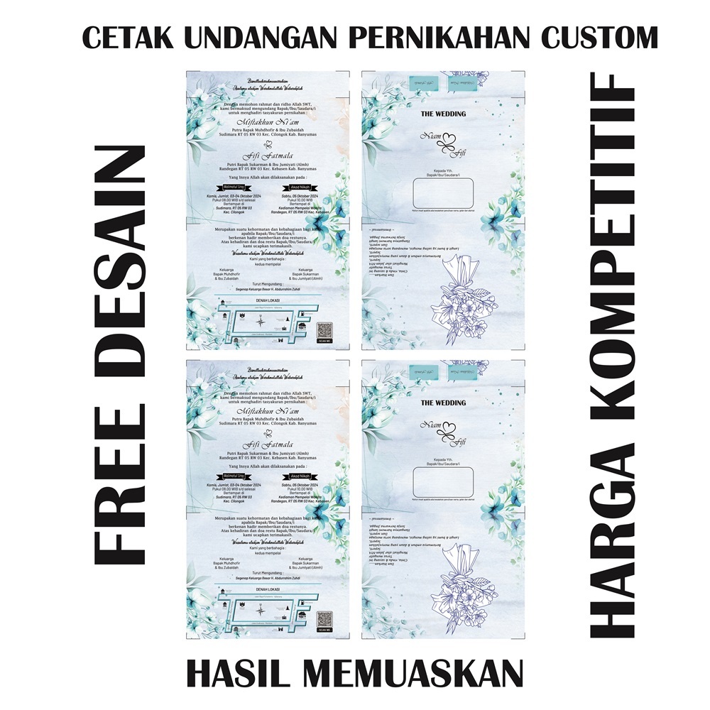 Jual Cetak Undangan Custom Free Desain 100 Pcs | Shopee Indonesia