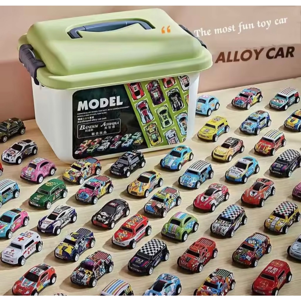 Jual (20 30 60 + Container Box) Mainan Anak Mobil Balap Mini Bahan Besi ...