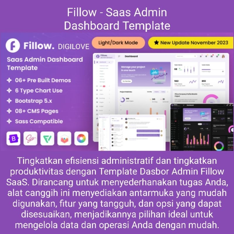 Jual Fillow - Saas Admin Dashboard Template | Shopee Indonesia
