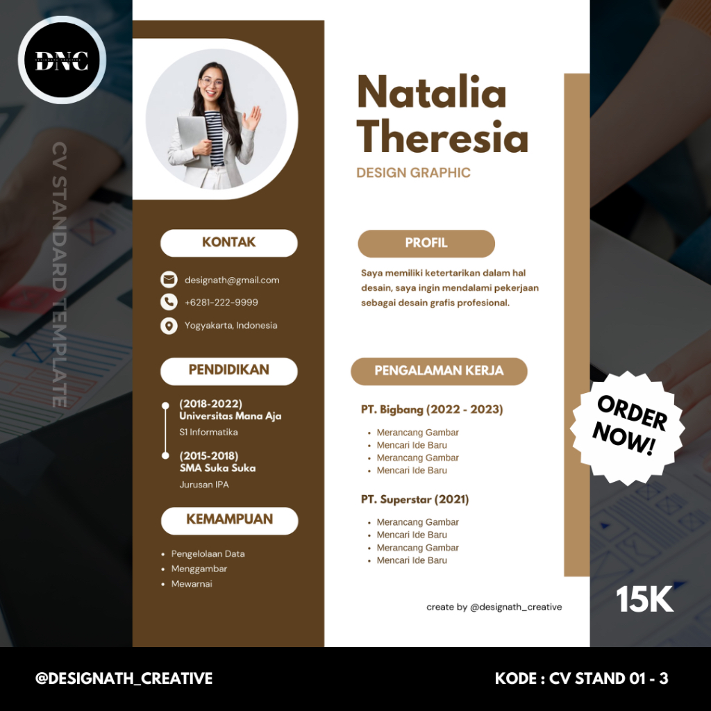 Jual CURRICULUM VITAE STANDARD (CV STAND 01 - 3) / CV STANDAR CANVA ...