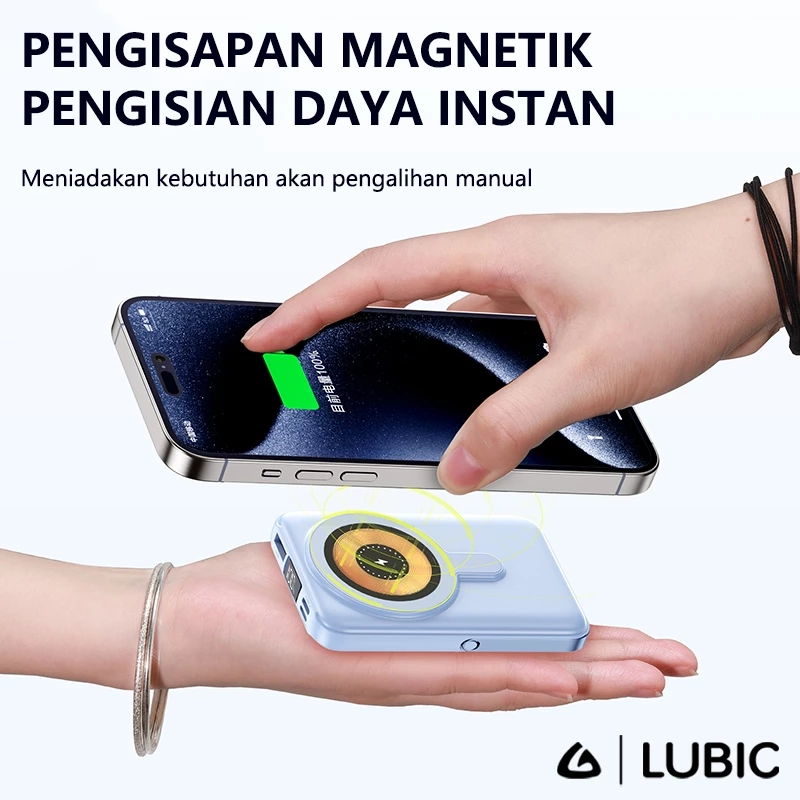 LUBIC Wireless Power Bank Magnetic Magsafe 10000mAh 20W Fast Charging USB Type C PD Micro Cable
