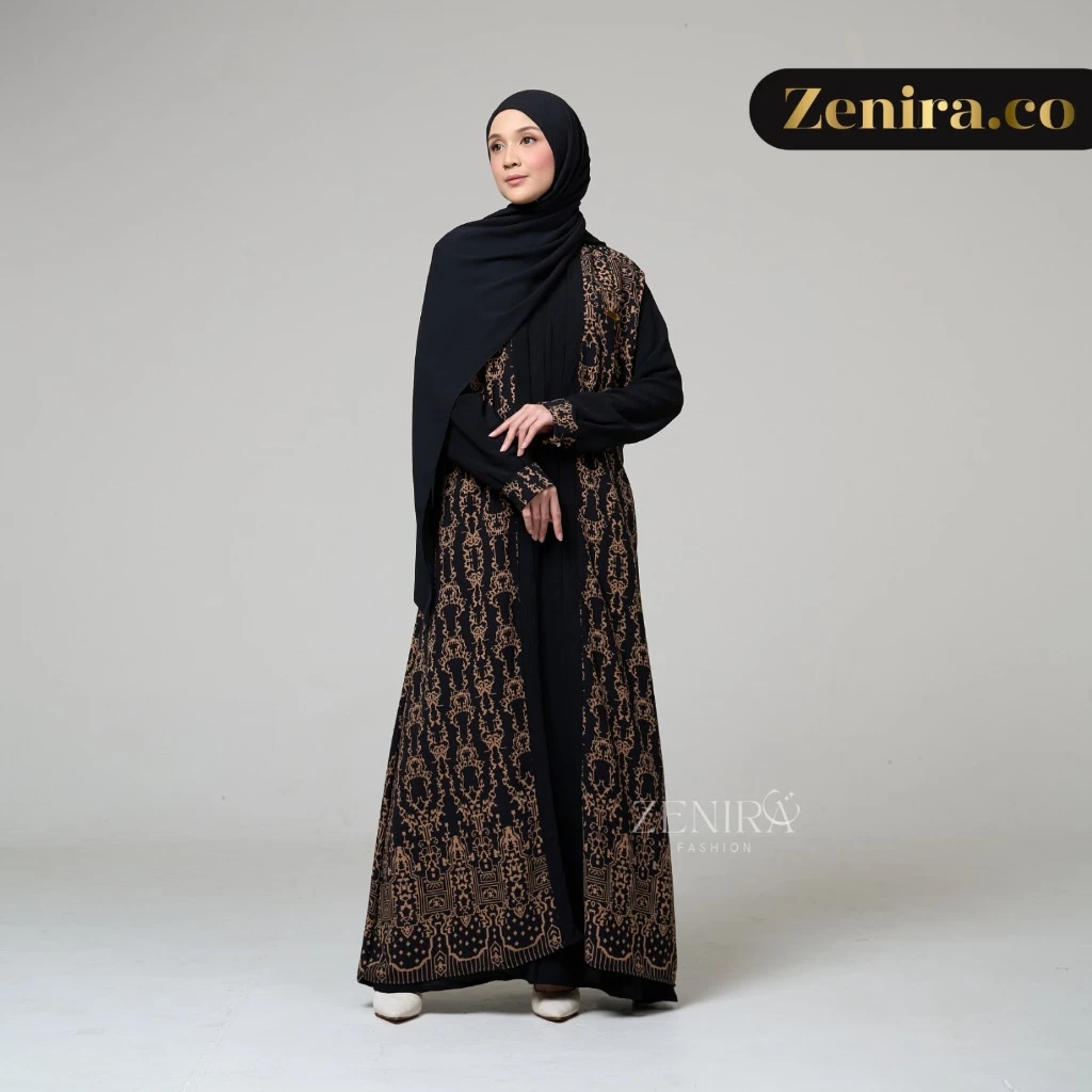 desain gamis wanita elegan modern Syahira