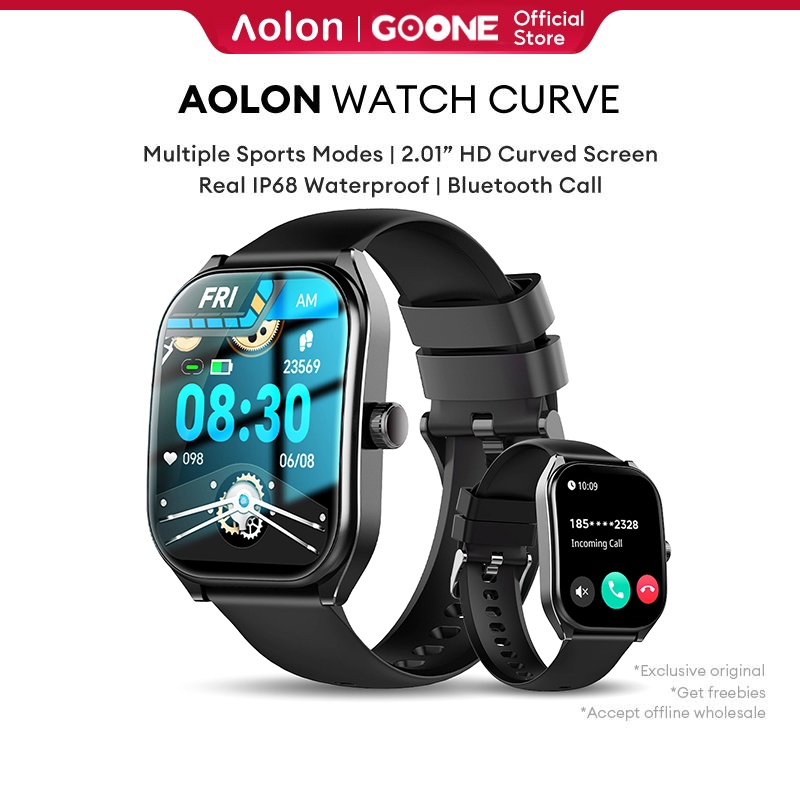 Aolon Curve Screen Smart Watch WA Bluetooth Call Jam Tangan Watch  Heart Rate Blood Oxygen Tracker Sport Tahan Air Smartwatch