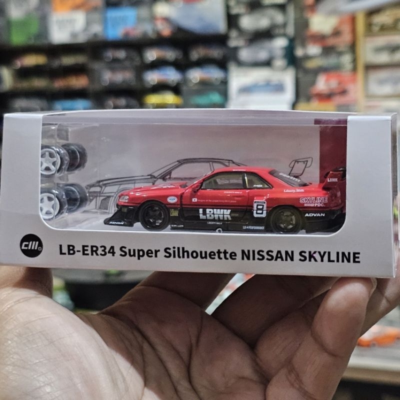 Jual CM Model LB ER34 Super Silhouette Nissan skyline GTR R34 LBWK Red ...