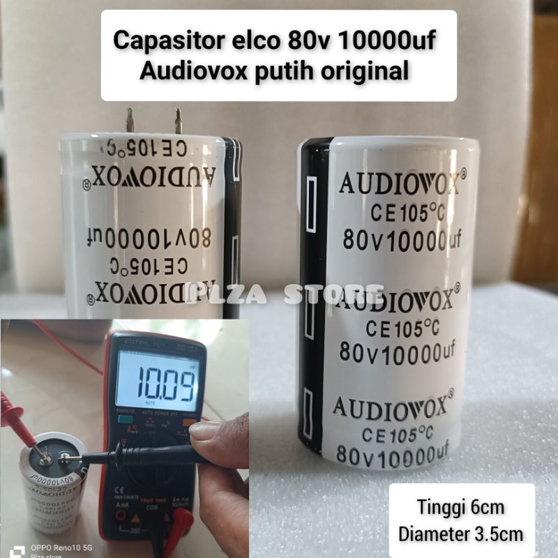 Jual ElCO AUDIOVOX 80V/10000UF PUTIH ORIGINAL ISI FULL CAPASITOR ELKO ...