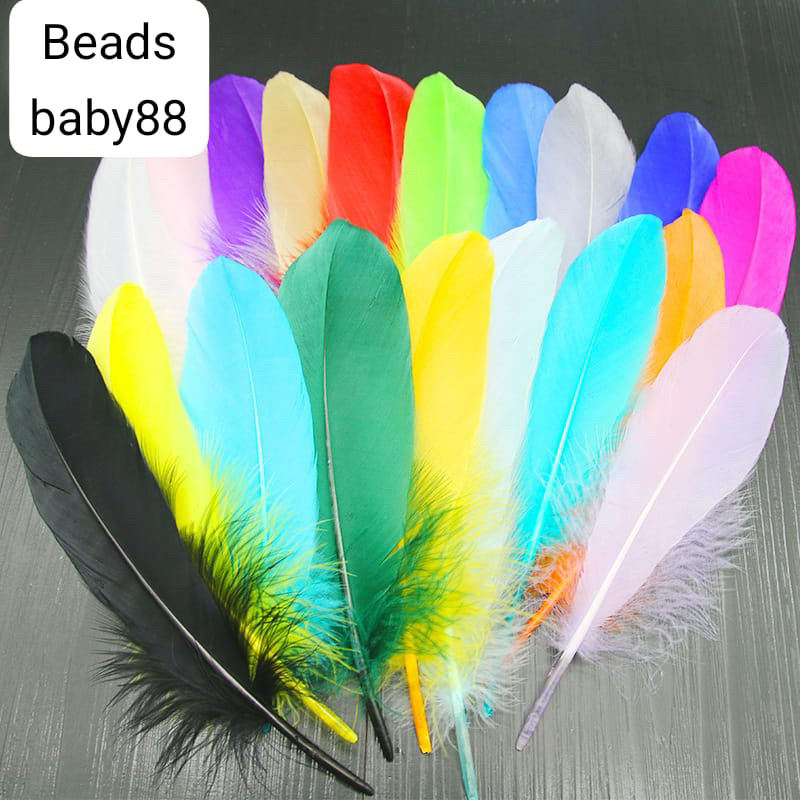 BeadsBaby88 Aplikasi Bulu Ayam (replika) cocok untuk manik fancy dream catcher hiasan dekorasi rumah royal hat / fascinator jepit rambut bross dan kerajinan tangan lainnya