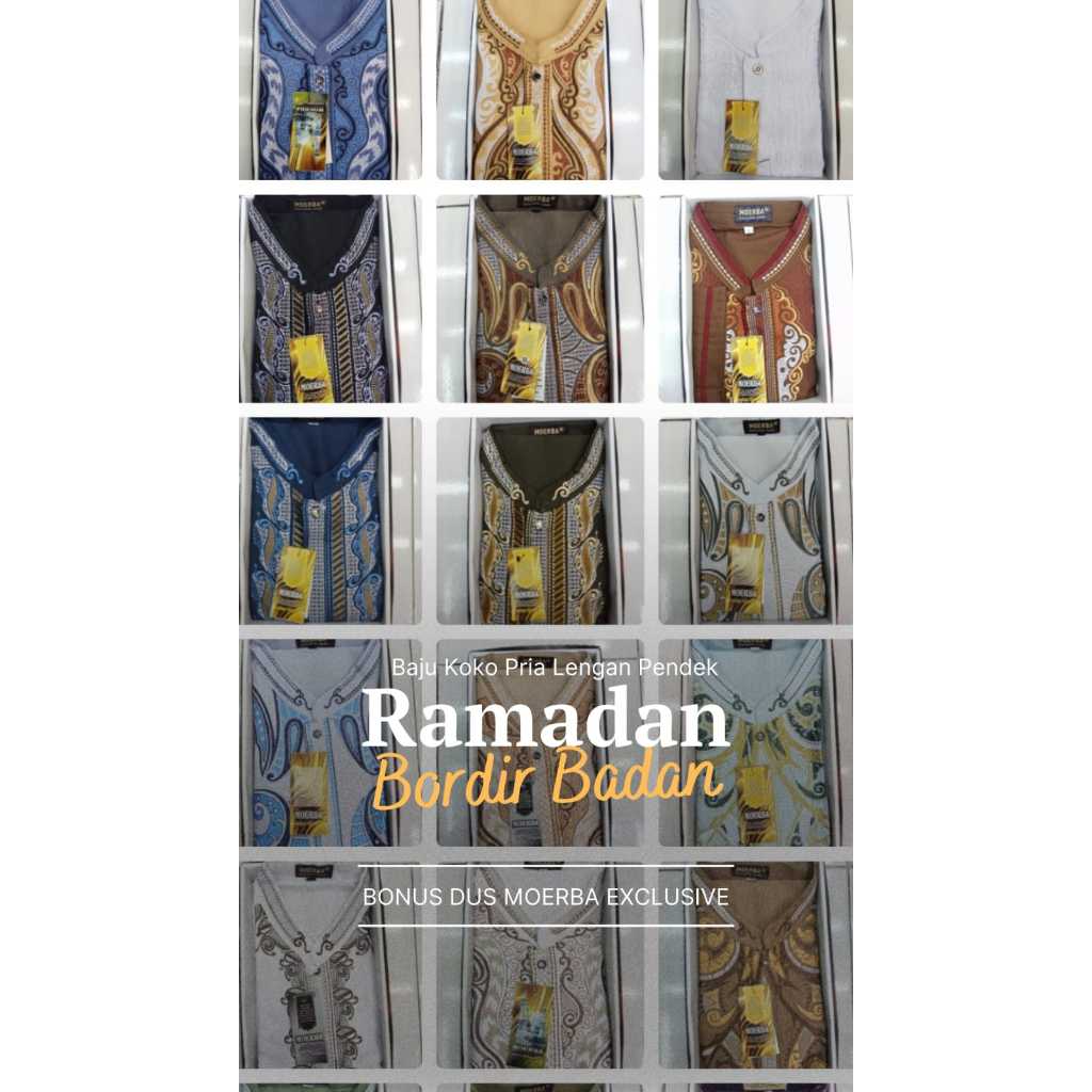 SURABAYAOS17 - Baju Koko Persenan THR MOERBA (BONUS DUS) Lebaran Ramadan BORDIR BADAN Lengan Panjang BSW Dobby