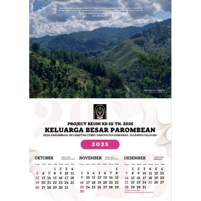 Jual KALENDER 2025 PROJECT REUNI KELUARGA BESAR PAROMBEAN | Shopee ...