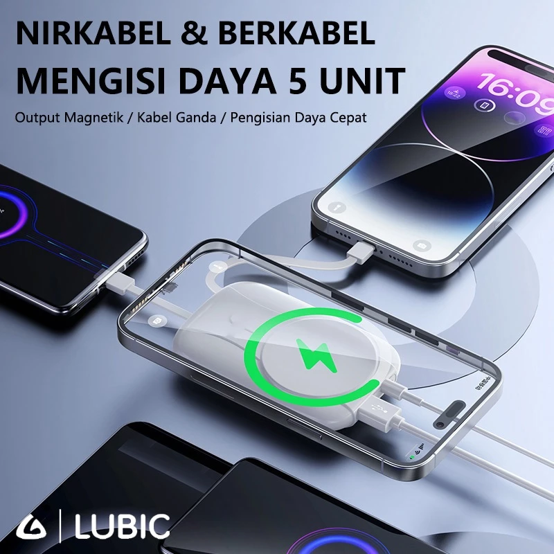 LUBIC Wireless Powerbank 10000mah Magnetic Magsafe Fast Charging Phone Holder With Type C Lightning