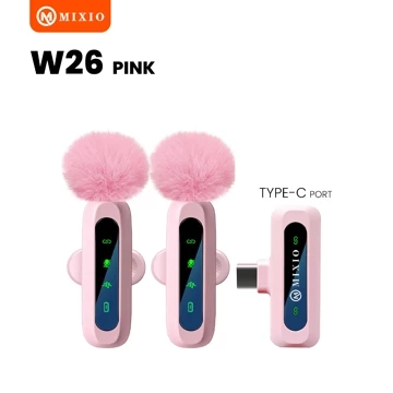 MIXIO W25 W26 Wireless Microphone Mic Wireless Clip On Microphone Mikrofon Lavalier HP Plug Play